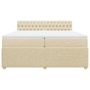 Κρεβάτι Boxspring με Στρώμα Κρεμ 200x200 εκ. Υφασμάτινο