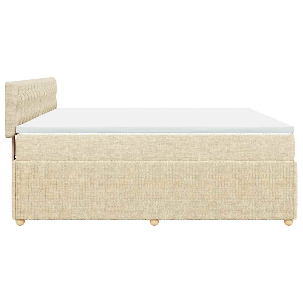 Κρεβάτι Boxspring με Στρώμα Κρεμ 200x200 εκ. Υφασμάτινο