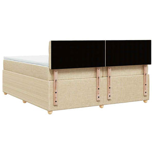 Κρεβάτι Boxspring με Στρώμα Κρεμ 200x200 εκ. Υφασμάτινο