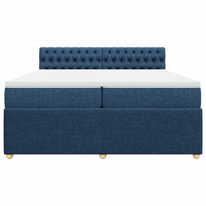Κρεβάτι Boxspring με Στρώμα Μπλε 200x200 εκ. Υφασμάτινο