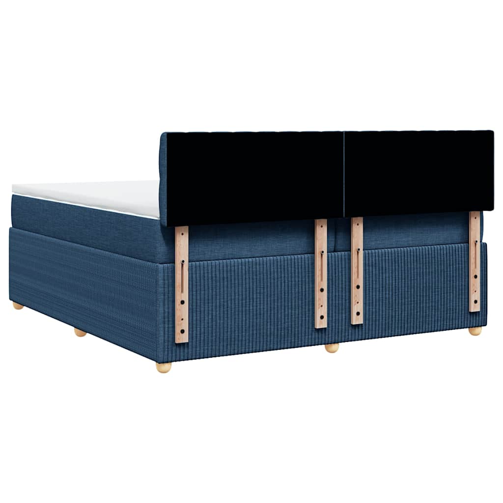 Κρεβάτι Boxspring με Στρώμα Μπλε 200x200 εκ. Υφασμάτινο