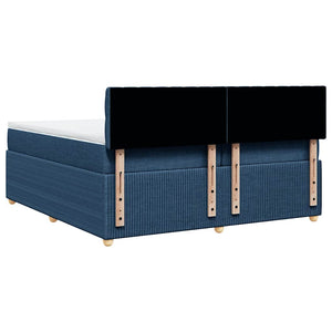 Κρεβάτι Boxspring με Στρώμα Μπλε 200x200 εκ. Υφασμάτινο