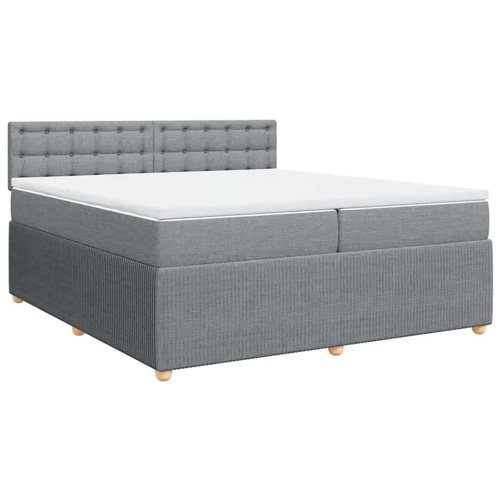 Κρεβάτι Boxspring με Στρώμα Ανοιχτό Γκρι 200x200 εκ. Υφασμάτινο - Pakobazaar