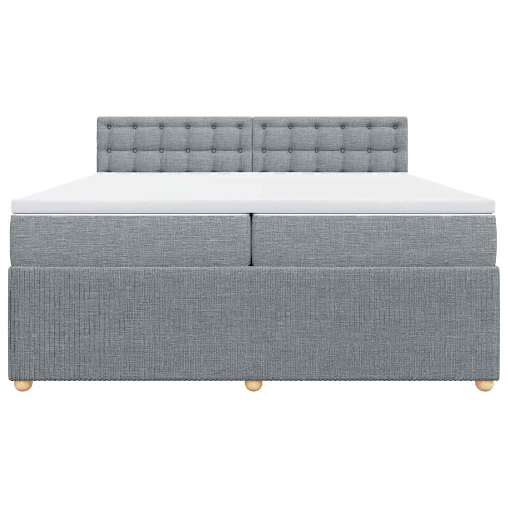 Κρεβάτι Boxspring με Στρώμα Ανοιχτό Γκρι 200x200 εκ. Υφασμάτινο - Pakobazaar