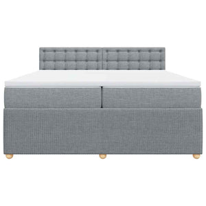 Κρεβάτι Boxspring με Στρώμα Ανοιχτό Γκρι 200x200 εκ. Υφασμάτινο - Pakobazaar