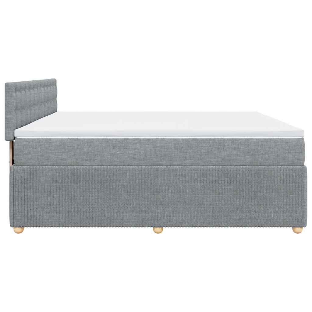 Κρεβάτι Boxspring με Στρώμα Ανοιχτό Γκρι 200x200 εκ. Υφασμάτινο - Pakobazaar