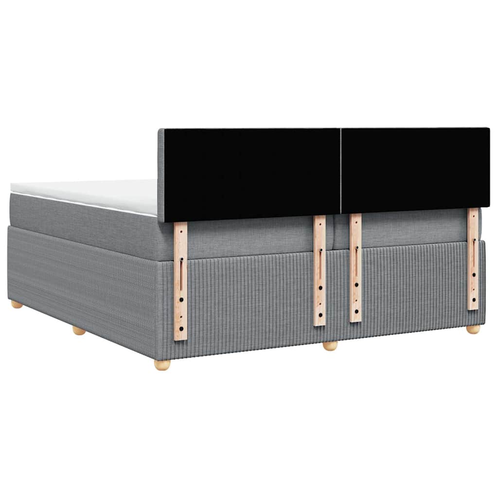 Κρεβάτι Boxspring με Στρώμα Ανοιχτό Γκρι 200x200 εκ. Υφασμάτινο - Pakobazaar