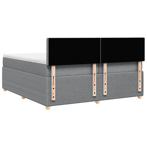 Κρεβάτι Boxspring με Στρώμα Ανοιχτό Γκρι 200x200 εκ. Υφασμάτινο - Pakobazaar