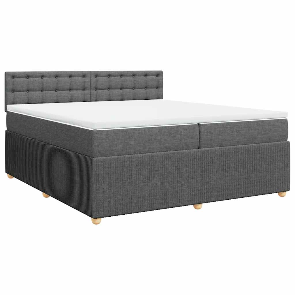 Κρεβάτι Boxspring με Στρώμα Σκούρο Γκρι 200x200 εκ. Υφασμάτινο