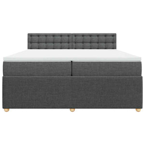 Κρεβάτι Boxspring με Στρώμα Σκούρο Γκρι 200x200 εκ. Υφασμάτινο