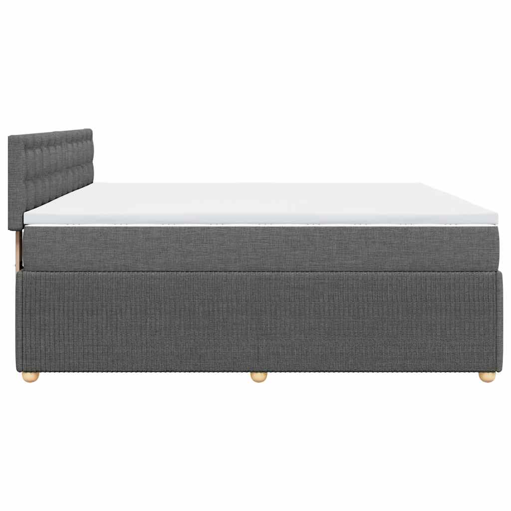Κρεβάτι Boxspring με Στρώμα Σκούρο Γκρι 200x200 εκ. Υφασμάτινο