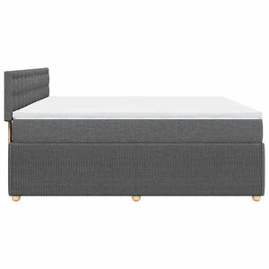 Κρεβάτι Boxspring με Στρώμα Σκούρο Γκρι 200x200 εκ. Υφασμάτινο