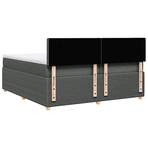 Κρεβάτι Boxspring με Στρώμα Σκούρο Γκρι 200x200 εκ. Υφασμάτινο