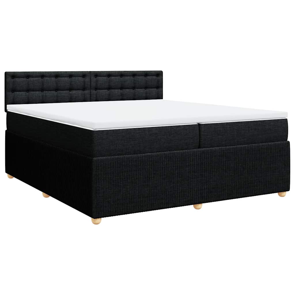 Κρεβάτι Boxspring με Στρώμα Μαύρο 200x200 εκ. Υφασμάτινο - Pakobazaar