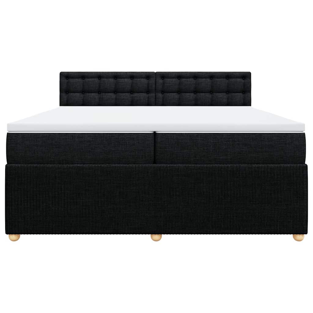 Κρεβάτι Boxspring με Στρώμα Μαύρο 200x200 εκ. Υφασμάτινο - Pakobazaar