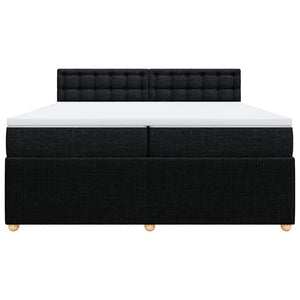 Κρεβάτι Boxspring με Στρώμα Μαύρο 200x200 εκ. Υφασμάτινο - Pakobazaar