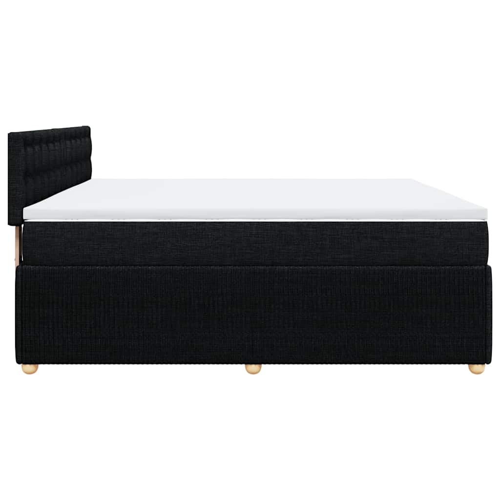 Κρεβάτι Boxspring με Στρώμα Μαύρο 200x200 εκ. Υφασμάτινο - Pakobazaar