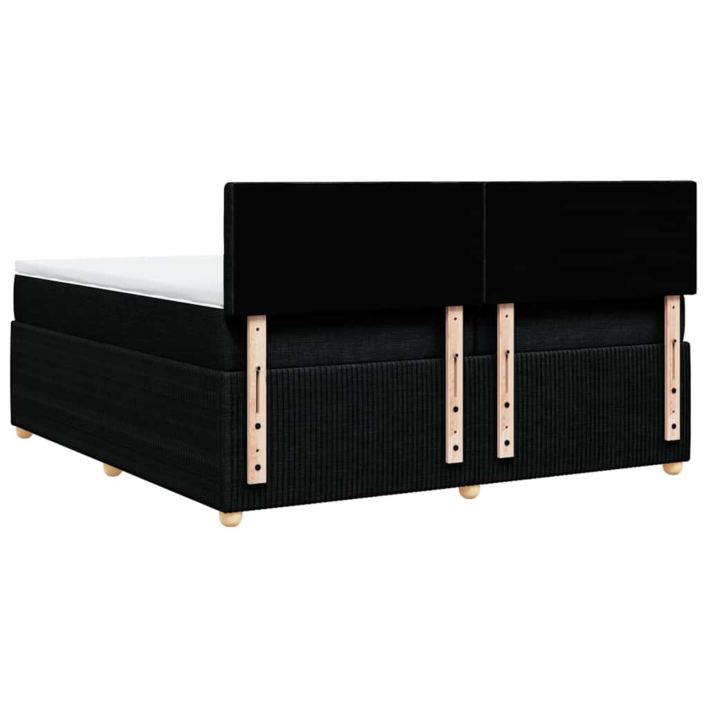 Κρεβάτι Boxspring με Στρώμα Μαύρο 200x200 εκ. Υφασμάτινο - Pakobazaar