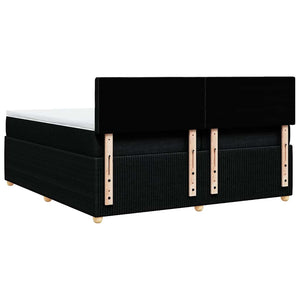 Κρεβάτι Boxspring με Στρώμα Μαύρο 200x200 εκ. Υφασμάτινο - Pakobazaar