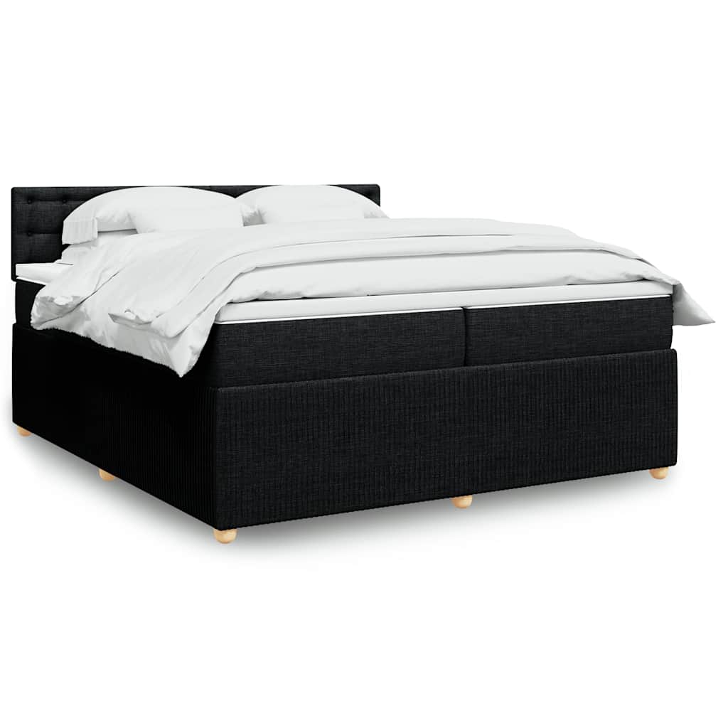 Κρεβάτι Boxspring με Στρώμα Μαύρο 200x200 εκ. Υφασμάτινο - Pakobazaar