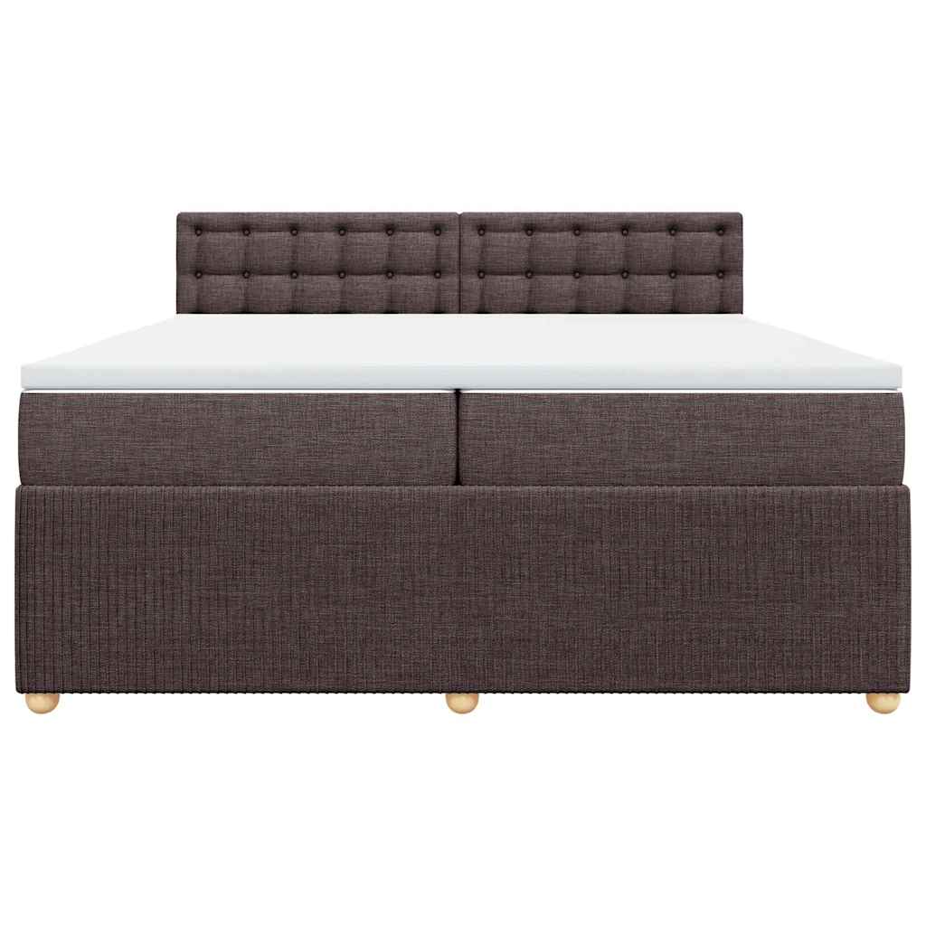 Κρεβάτι Boxspring με Στρώμα Σκούρο Καφέ 200x200 εκ. Υφασμάτινο
