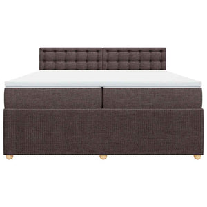 Κρεβάτι Boxspring με Στρώμα Σκούρο Καφέ 200x200 εκ. Υφασμάτινο