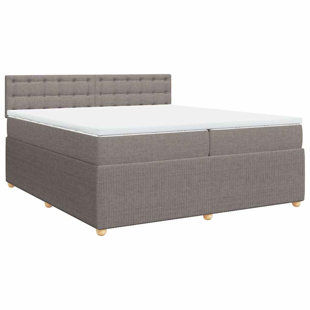 Κρεβάτι Boxspring με Στρώμα Taupe 200x200 εκ. Υφασμάτινο - Pakobazaar
