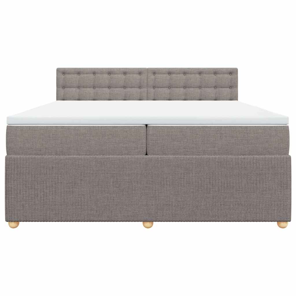 Κρεβάτι Boxspring με Στρώμα Taupe 200x200 εκ. Υφασμάτινο - Pakobazaar