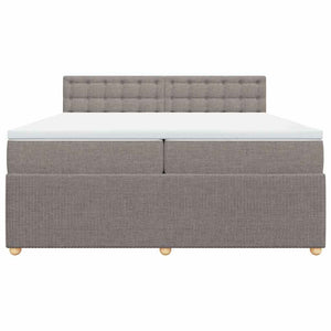 Κρεβάτι Boxspring με Στρώμα Taupe 200x200 εκ. Υφασμάτινο - Pakobazaar