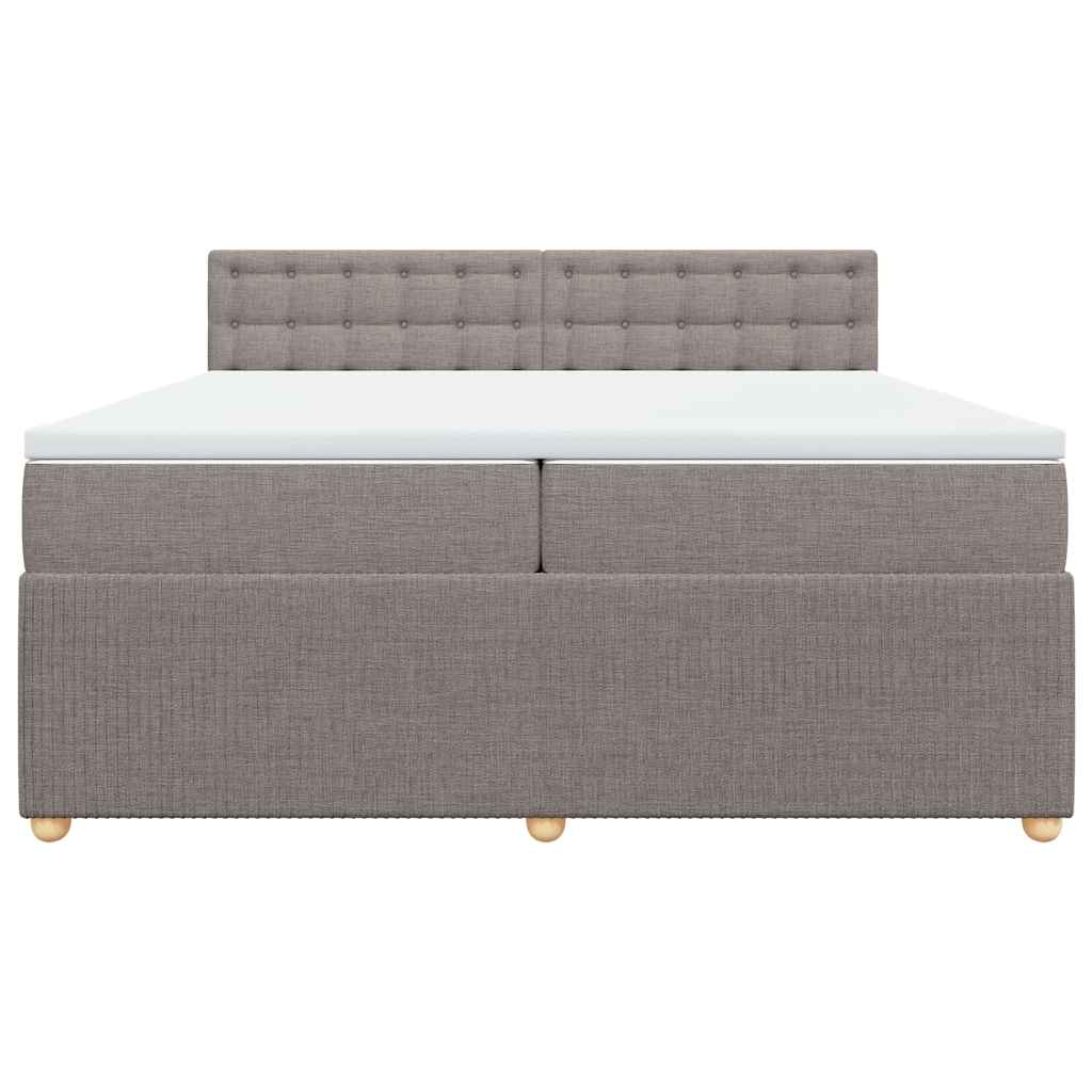 Κρεβάτι Boxspring με Στρώμα Taupe 200x200 εκ. Υφασμάτινο - Pakobazaar