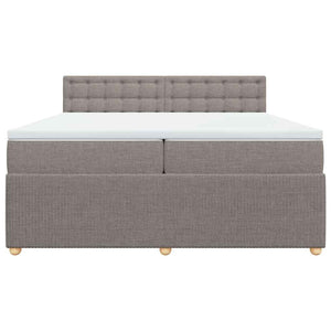 Κρεβάτι Boxspring με Στρώμα Taupe 200x200 εκ. Υφασμάτινο - Pakobazaar