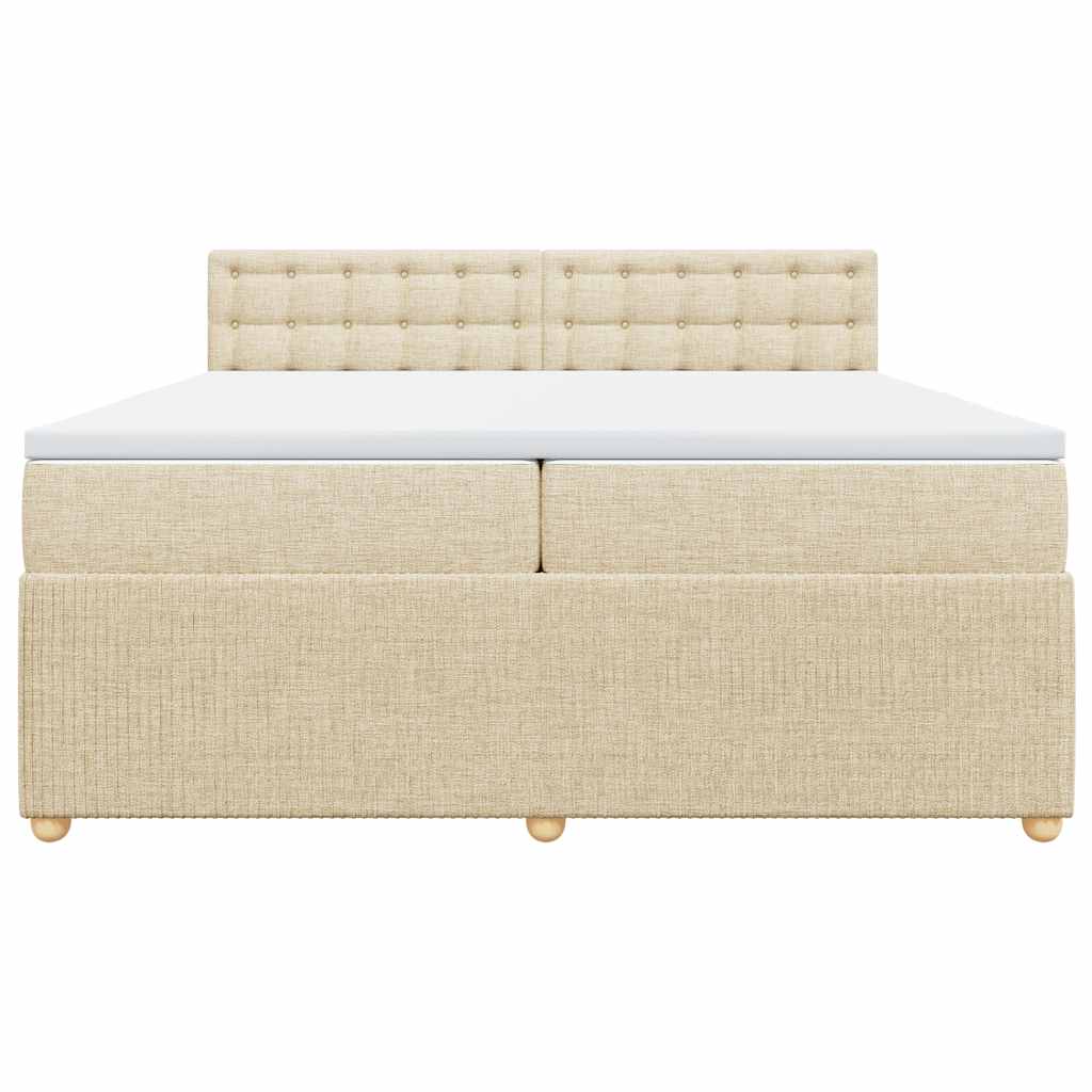 Κρεβάτι Boxspring με Στρώμα Κρεμ 200x200 εκ. Υφασμάτινο