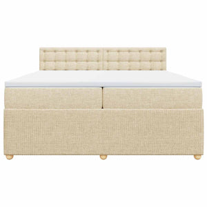 Κρεβάτι Boxspring με Στρώμα Κρεμ 200x200 εκ. Υφασμάτινο