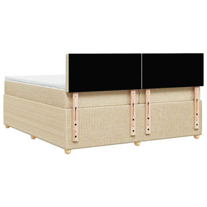 Κρεβάτι Boxspring με Στρώμα Κρεμ 200x200 εκ. Υφασμάτινο