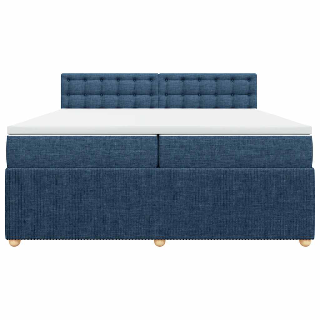 Κρεβάτι Boxspring με Στρώμα Μπλε 200x200 εκ. Υφασμάτινο - Pakobazaar