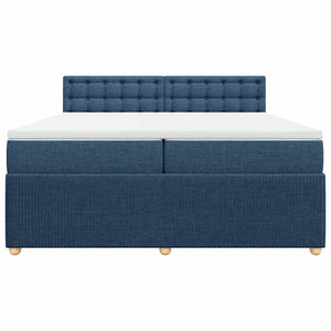 Κρεβάτι Boxspring με Στρώμα Μπλε 200x200 εκ. Υφασμάτινο - Pakobazaar