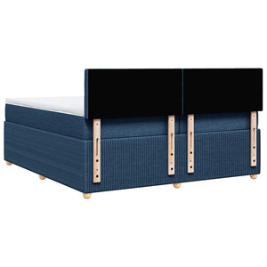 Κρεβάτι Boxspring με Στρώμα Μπλε 200x200 εκ. Υφασμάτινο - Pakobazaar