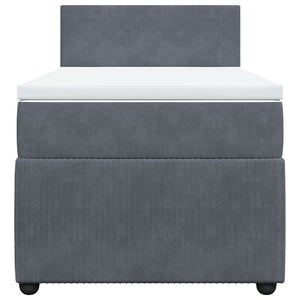 Κρεβάτι Boxspring με Στρώμα Σκούρο Γκρι 80x200 εκ. Βελούδινο - Pakobazaar