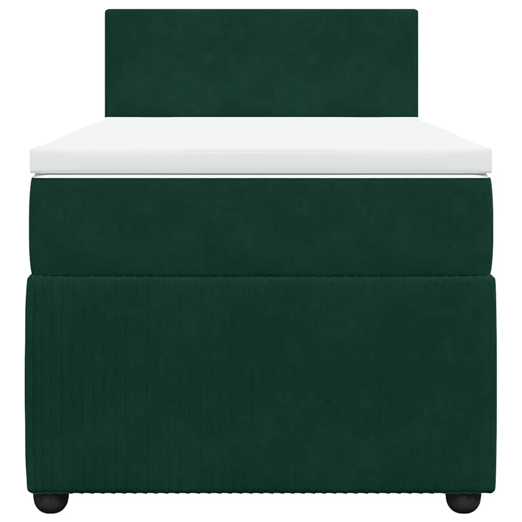 Κρεβάτι Boxspring με Στρώμα Σκούρο Πράσινο 80x200 εκ. Βελούδινο - Pakobazaar