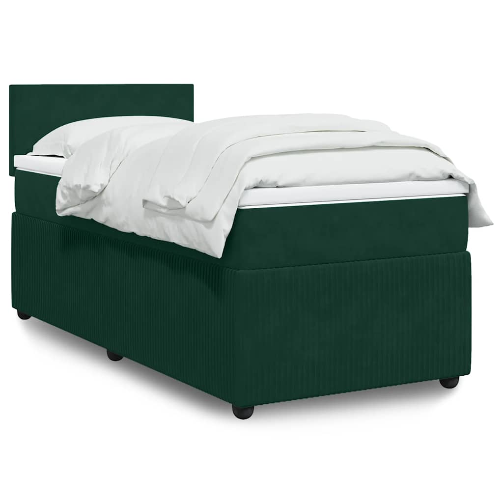 Κρεβάτι Boxspring με Στρώμα Σκούρο Πράσινο 80x200 εκ. Βελούδινο - Pakobazaar