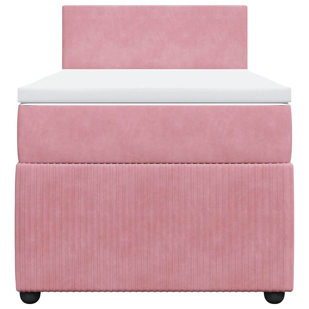 Κρεβάτι Boxspring με Στρώμα Ροζ 80 x 200 εκ. Βελούδινο