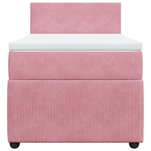 Κρεβάτι Boxspring με Στρώμα Ροζ 80 x 200 εκ. Βελούδινο