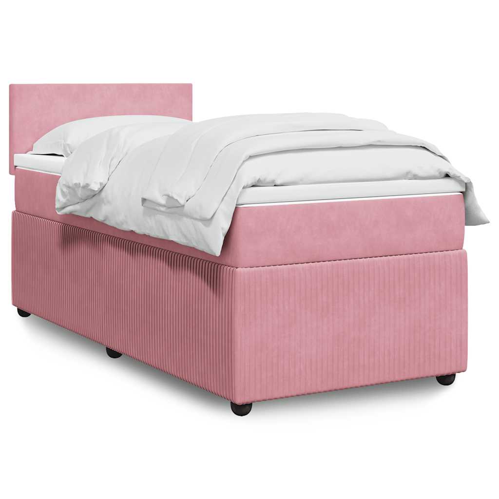 Κρεβάτι Boxspring με Στρώμα Ροζ 80 x 200 εκ. Βελούδινο
