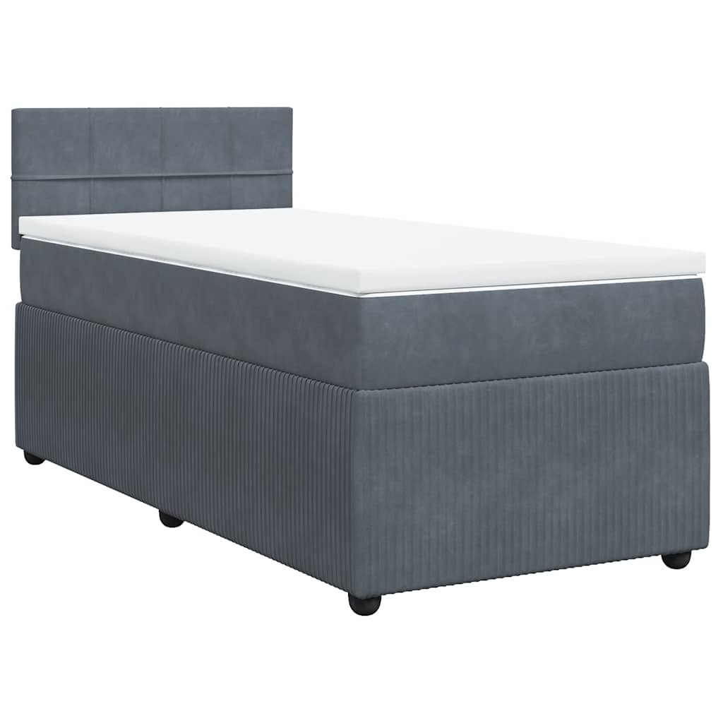 Κρεβάτι Boxspring με Στρώμα Σκούρο Γκρι 80x200 εκ. Βελούδινο - Pakobazaar