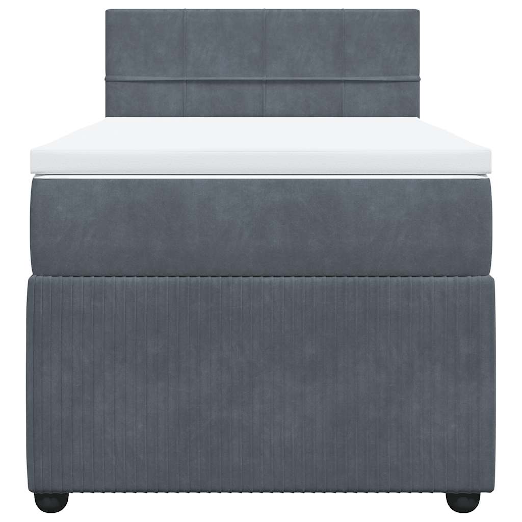 Κρεβάτι Boxspring με Στρώμα Σκούρο Γκρι 80x200 εκ. Βελούδινο - Pakobazaar