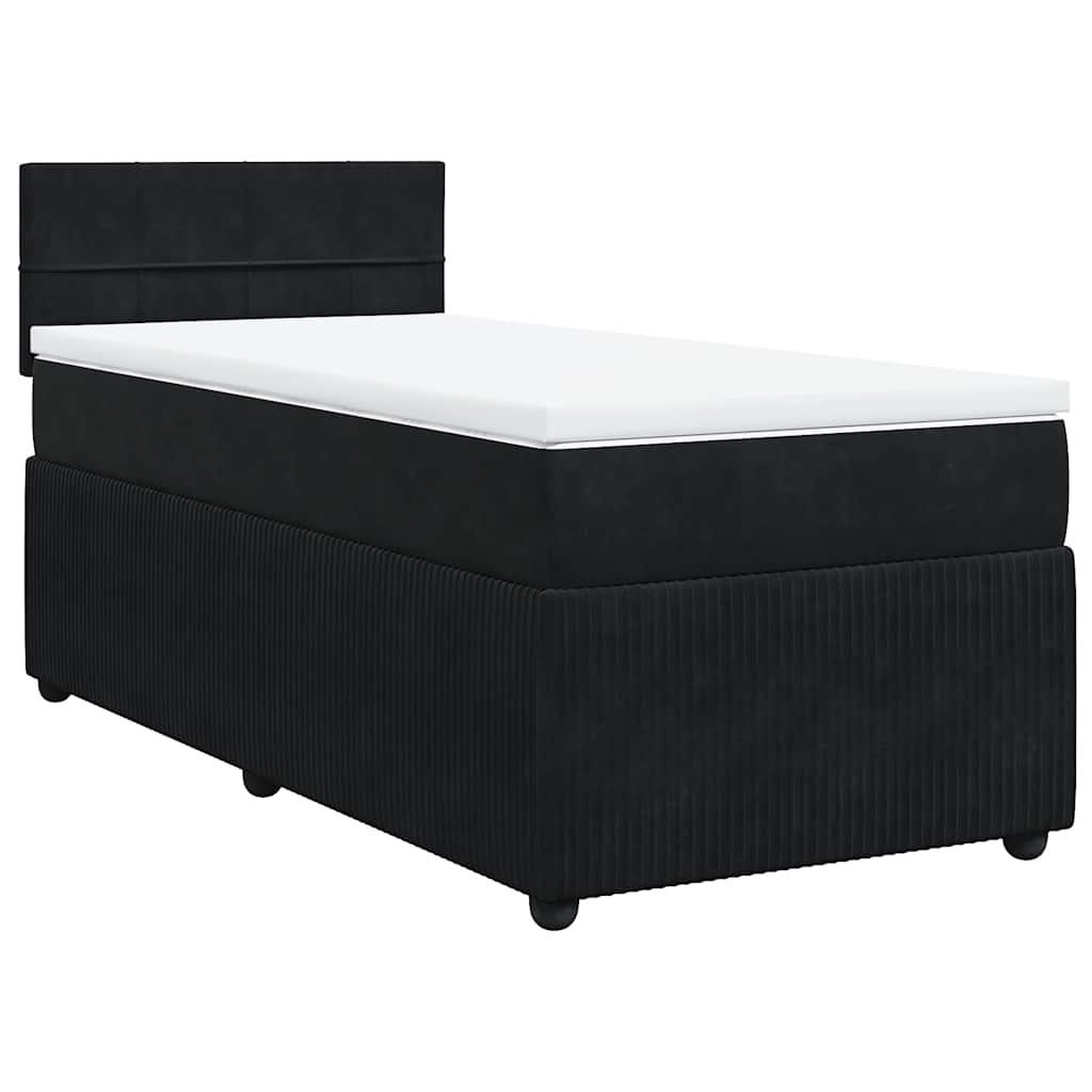 Κρεβάτι Boxspring με Στρώμα Μαύρο 80 x 200 εκ. Βελούδινο