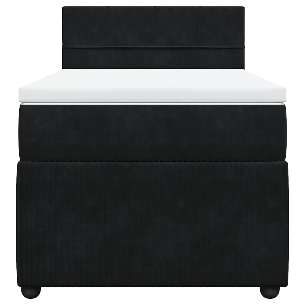 Κρεβάτι Boxspring με Στρώμα Μαύρο 80 x 200 εκ. Βελούδινο
