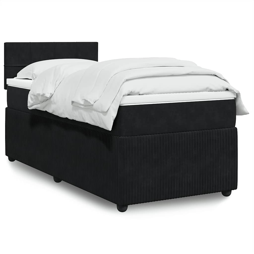 Κρεβάτι Boxspring με Στρώμα Μαύρο 80 x 200 εκ. Βελούδινο