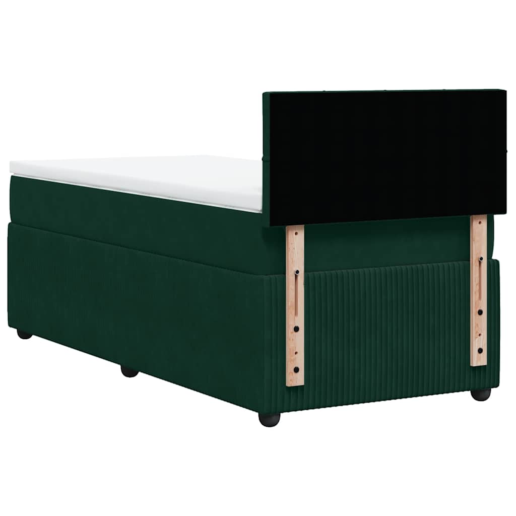 Κρεβάτι Boxspring με Στρώμα Σκούρο Πράσινο 80x200 εκ. Βελούδινο - Pakobazaar