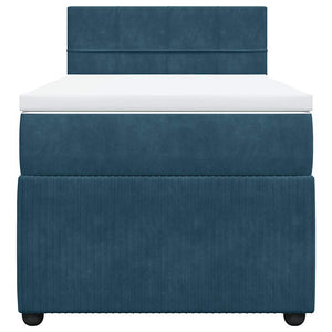 Κρεβάτι Boxspring με Στρώμα Μπλε 80 x 200 εκ. Βελούδινο - Pakobazaar